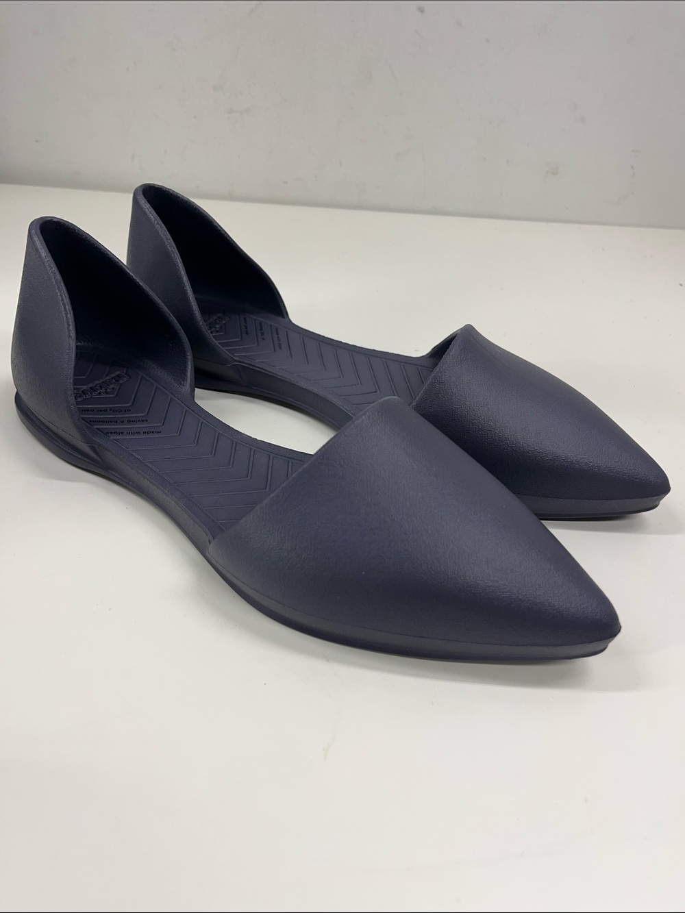 New NATIVE Audrey D'Orsay EVA Slip On Flats in Blue Size 8